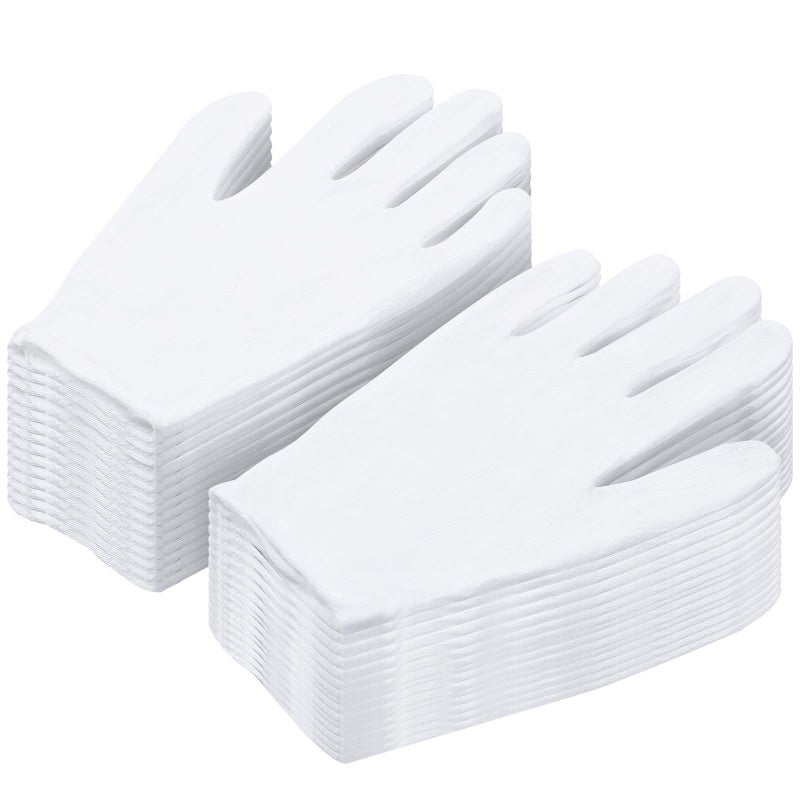 PAXCOO Cotton Gloves for Dry Hands, Paxcoo 20 Pairs Large White Cotton Gloves for Cosmetic Moisturizing and Inspection - Image 1